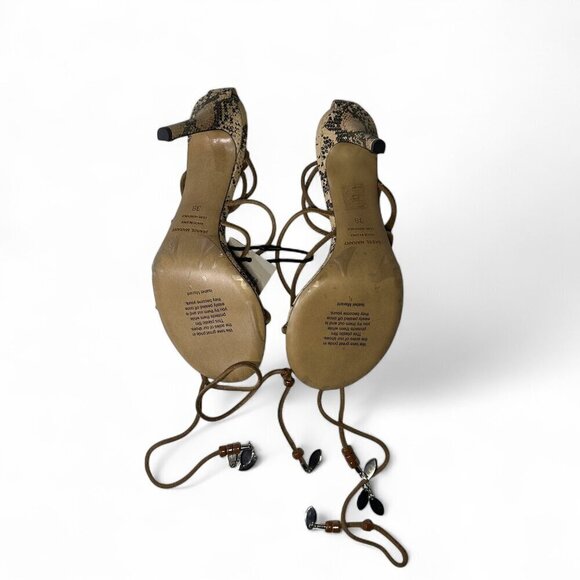 Isabel Marant Askee Snakeskin Embossed Leather Ankle Wrap Heels Sz EU 38 NEW - Picture 10 of 11